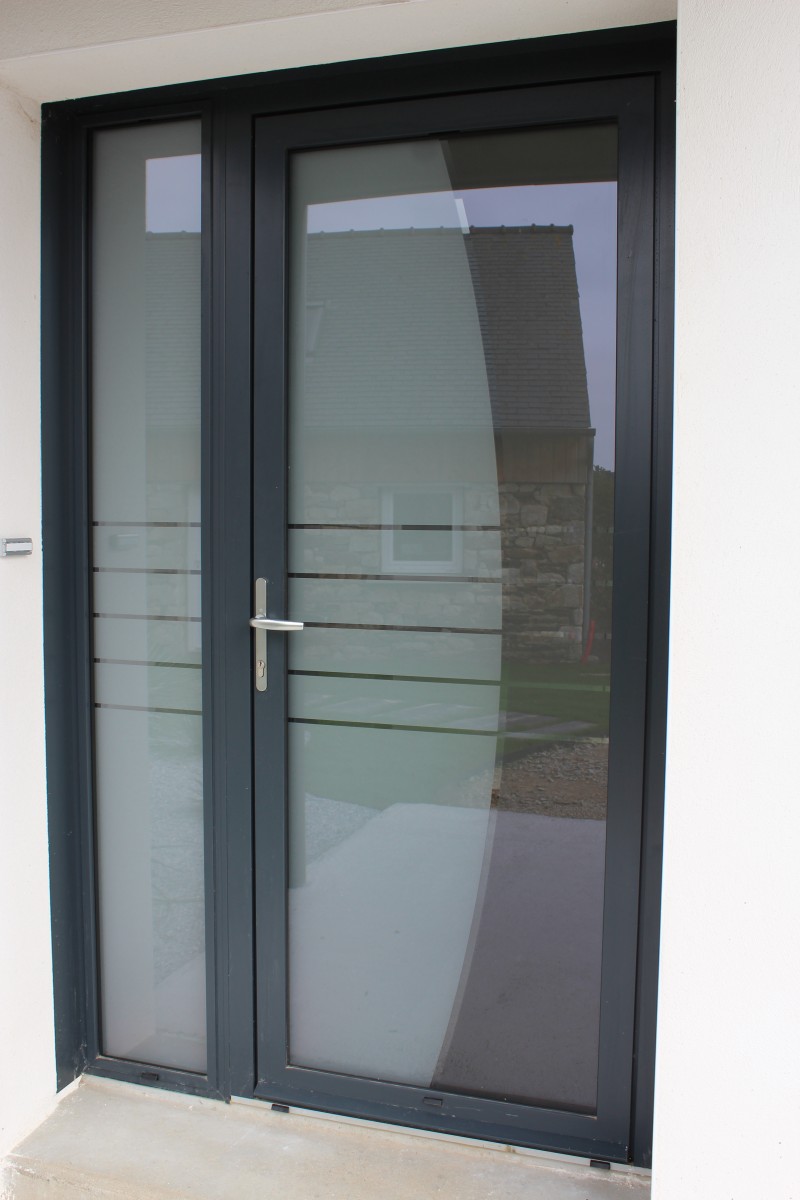  Porte  d entr e aluminium  sur mesure vitr e  ou pleine