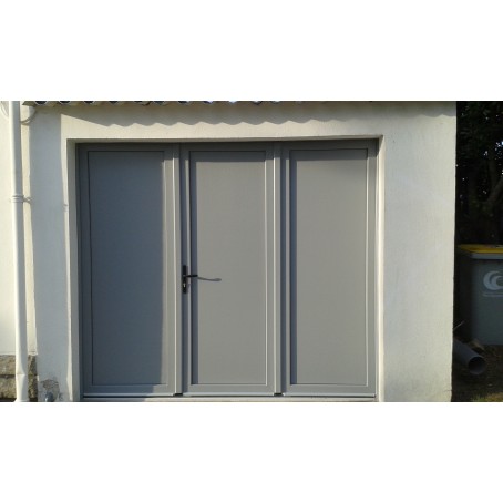 porte de garage battante pvc pleine - remplissage lisse - teinte gris argent