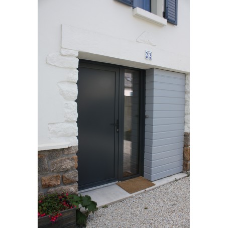 porte d'entrée pleine et fixe en aluminium avec vitrage