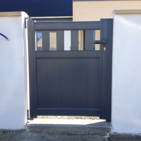 portillon aluminium mixte - gris anthracite