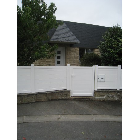 portillon battant aluminium - remplissage lambris horizontal - blanc